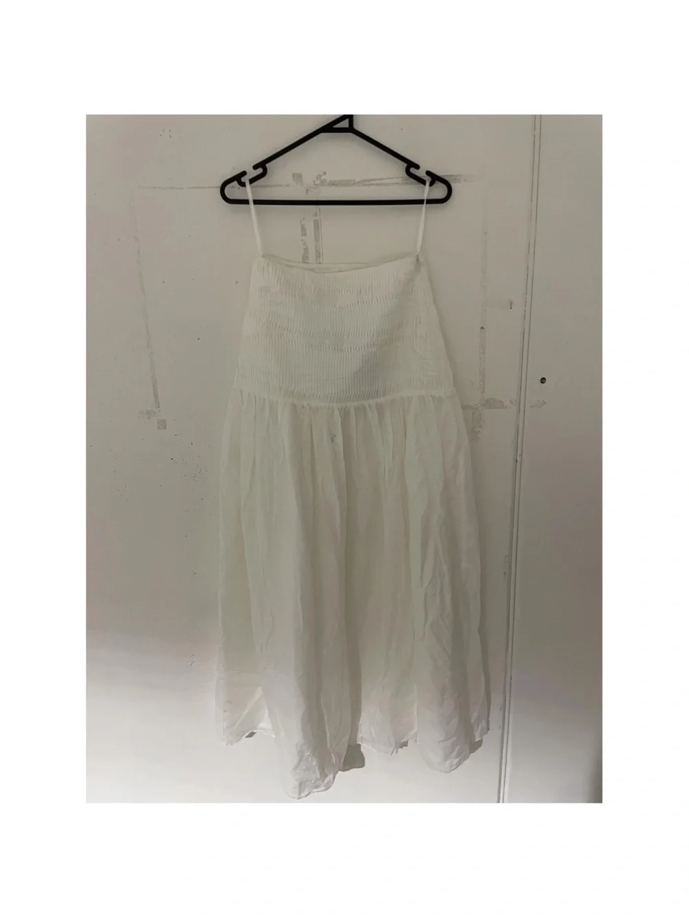 Smocked Waist White Maxi Skirt